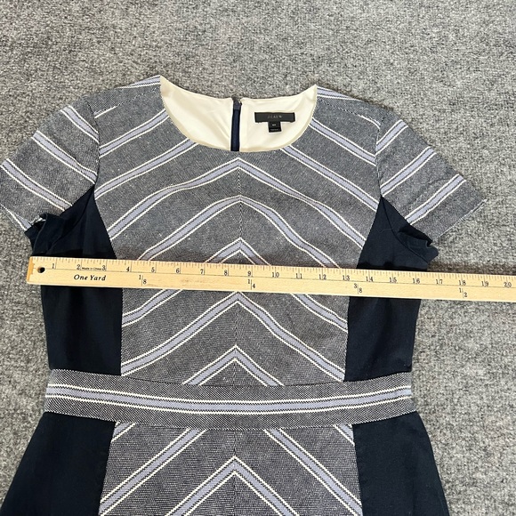 J Crew Womens Linen Striped Patchwork Back Zipped Short Sleeve Dress Blue SZ 6P - Picture 11 of 16